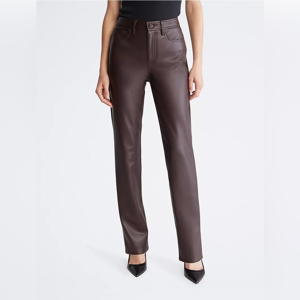 NWT Calvin Klein Faux Leather Straight Leg Pants